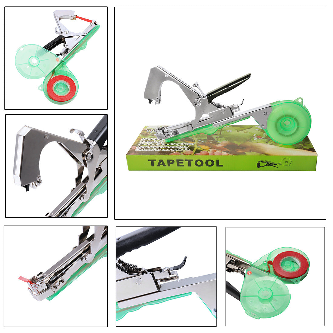 PLANTFIXPRO Schnellbinder für Pflanzen, Tomaten, Gurken, Rosen, Obstgarten, Weinpergola, Paket Zange + 10 Bandrollen + 10.000 Heftklammern
